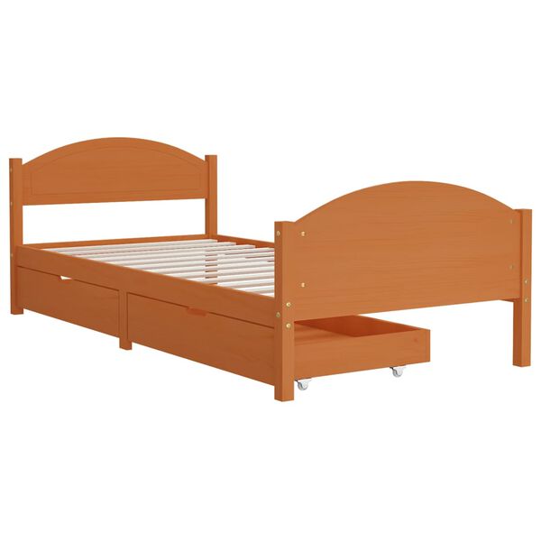vidaXL Bed Frame without Mattress Honey Brown Solid Wood 100x200 cm (322037+321987)