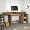 vidaXL Desk with LED Lights Artisian Oak 200x55x91 cm Engineered Wood