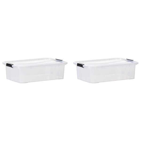 vidaXL Storage Boxes with Lids 2 pcs Transparent 7 L