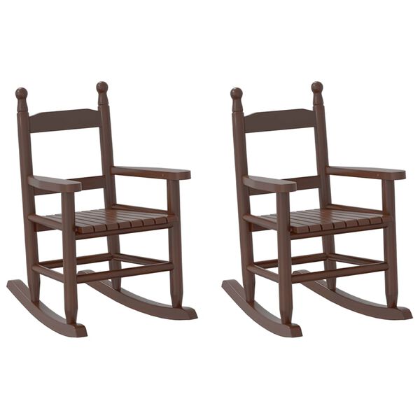 vidaXL Rocking Chairs for Children 2 pcs Brown Solid Wood Poplar