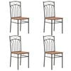 vidaXL Dining Chair | Set of 4 | Brown and black | MDF and Steel | Standard