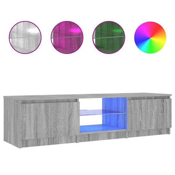 vidaXL TV Cabinet with LED Lights Grey Sonoma 140x40x36 cm
