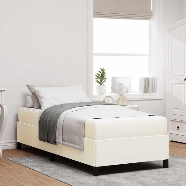 vidaXL Bed Frame with Mattress Cream 90 x 200 cm Fabric