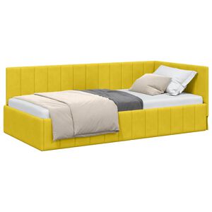 vidaXL Corner Bed Frame with Headboard Yellow 100 cm x 200 cm Velvet