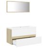 vidaXL Bathroom Furniture Set White and Sonoma Oak Engineered Wood