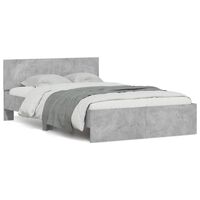 vidaXL Bed Frame with Headboard Concrete Grey 120x190 cm Small Double