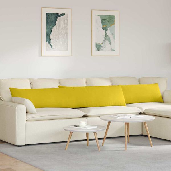 vidaXL Sofa Pillows 2 pcs Yellow 200 x 40 cm Corduroy Fabric