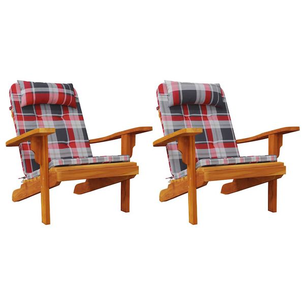 vidaXL Chair Cushions 2 pcs Red Check 58 x 77 x 4.5 cm Oxford Fabric