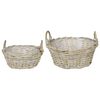 vidaXL Planter Basket GENDT 2 pcs Natural Grey Kubu Rattan