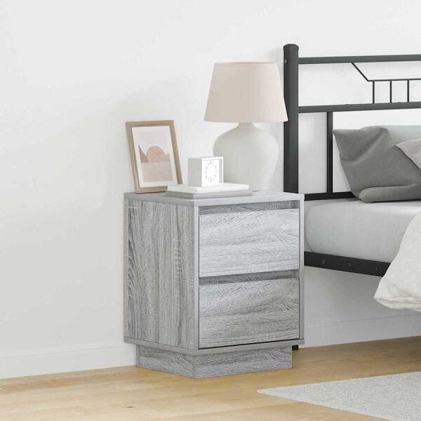 vidaXL Bedside Cabinet Grey 39 x 34.5 x 50 cm Engineered wood