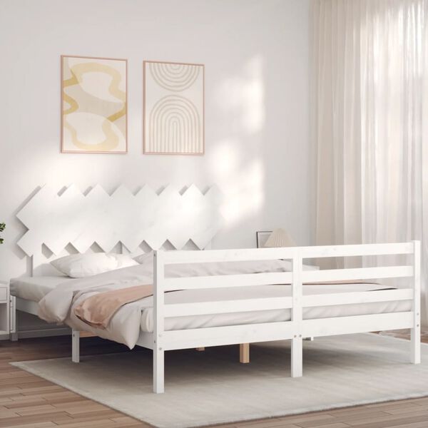 vidaXL Bed Frame without Mattress White 160x200 cm Solid Wood