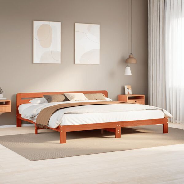 vidaXL Bed Frame without Mattress Wax Brown 180x200 cm Super King Solid Wood Pine