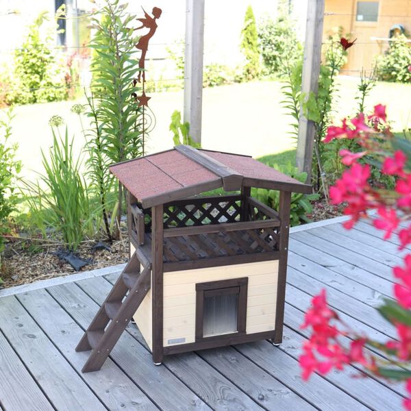 Kerbl Heated Cat House 4-Seasons Deluxe 88x57x77 cm Dark Brown