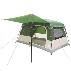 vidaXL Family Tent with Roof Green 380 x 260 x 190 cm Polyester