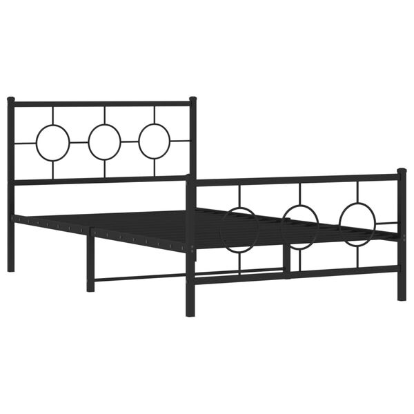 vidaXL Metal Bed Frame without Mattress with Footboard Black 107x203cm