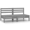 vidaXL Garden Middle Sofas 2 pcs Grey Solid Pinewood