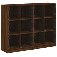 vidaXL Bookcase with Doors Brown Oak 136x37x109 cm Engineered Wood