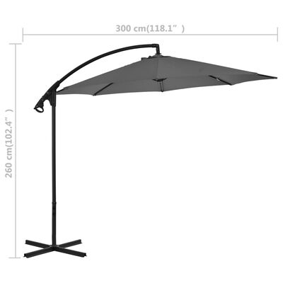 vidaXL Cantilever Umbrella with Steel Pole 300 cm Anthracite