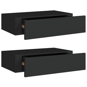 vidaXL Wall-mounted Drawer Shelves 2 pcs Black 40x23.5x10cm MDF