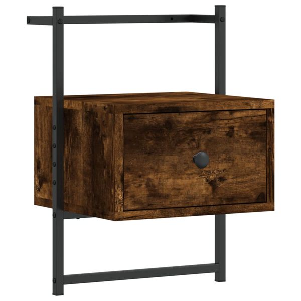 vidaXL Bedside Cabinet Wall-mounted Smoked Oak 35x30x51 cm Engineered Wood