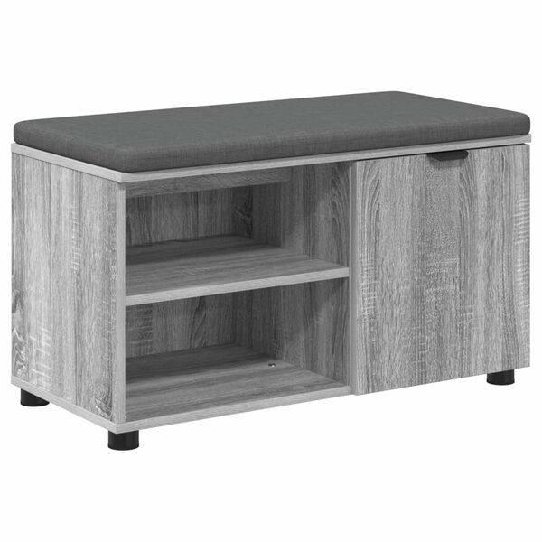 vidaXL Hall Bench with Cushion Plain Grey Sonoma 80 x 38 x 46 cm