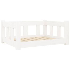 vidaXL Dog Bed White 65,5x50,5x28 cm Solid Wood Pine