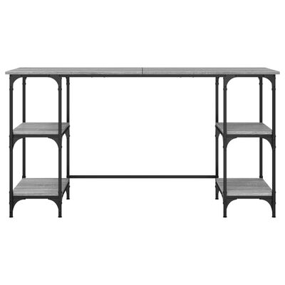 vidaXL Desk Grey Sonoma 140x50x75 cm Metal and Engineered Wood