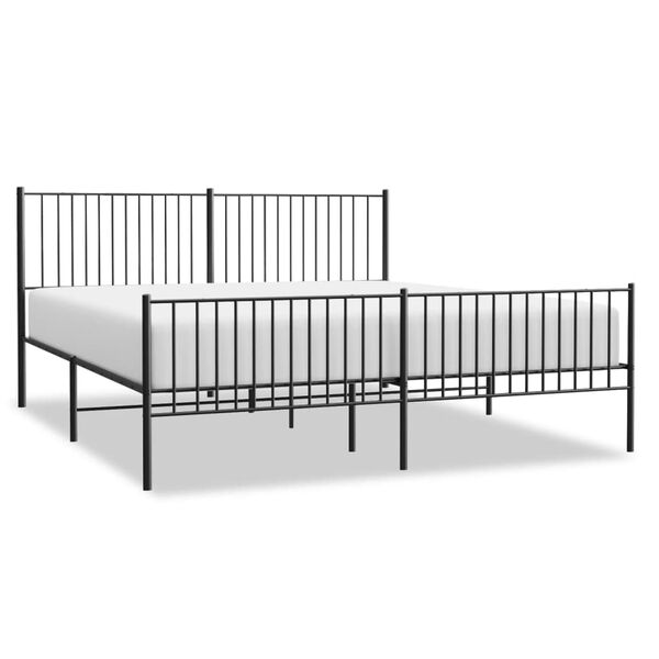 vidaXL Metal Bed Frame without Mattress with Footboard Black 200x200cm