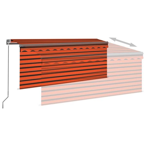 vidaXL Manual Retractable Awning with Blind 3x2.5m Orange&Brown