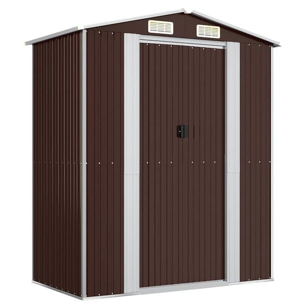 vidaXL Garden Shed Dark Brown 192x108x223 cm Galvanised Steel