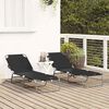 vidaXL Folding Sun Lounger Folding 2 pcs Black 56 x 189 x 87cm Fabric