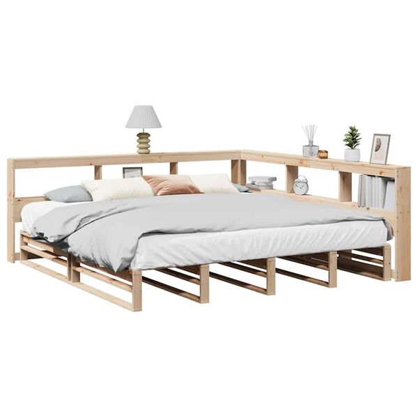vidaXL Bookcase Bed without Mattress 200x200cm Solid Wood Pine