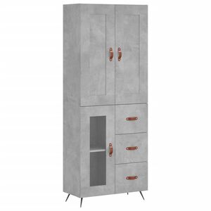 vidaXL Highboard Concrete Grey 69.5x34x180 cm Engineered Wood