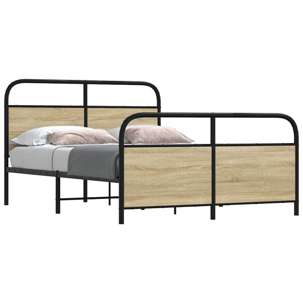 vidaXL Metal Bed Frame without Mattress Sonoma Oak 140x190 cm