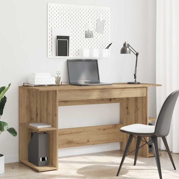 vidaXL Desk with Shelf Artisan oak 140 x 50 x 75 cm Engineered wood