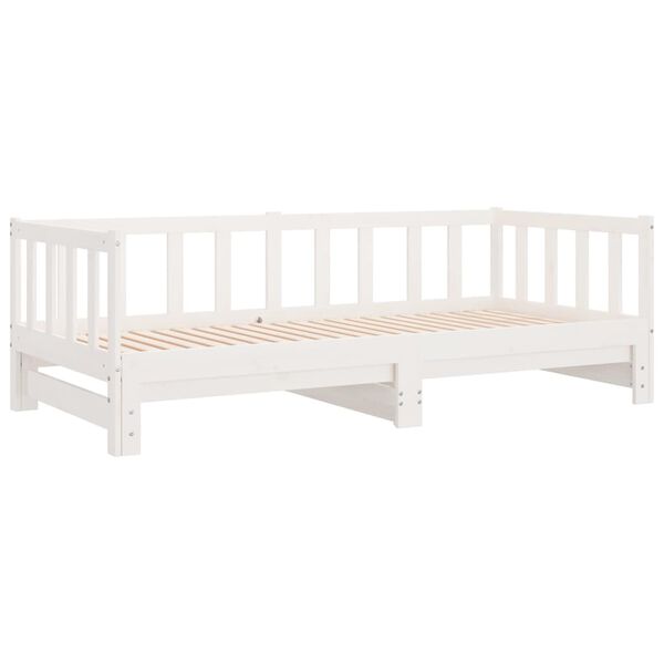 vidaXL Day Bed with Trundle without Mattress White 80x200 cm Solid Wood