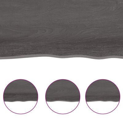 vidaXL Table Top Dark Brown 120x40x(2-4) cm Treated Solid Wood Live Edge