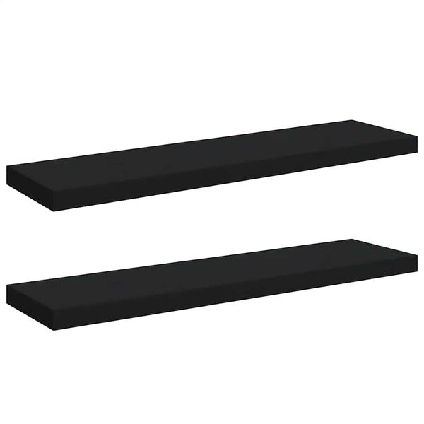 vidaXL Floating Wall Shelves 2 pcs Black 90x23.5x3.8 cm MDF