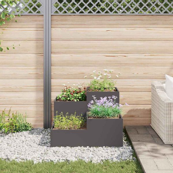 vidaXL Garden Planter Black 100 x 100 x 60 cm Steel