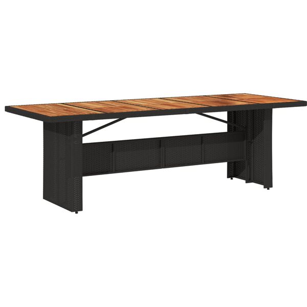 vidaXL Garden Table with Acacia Wood Top Black 240x90x75 cm Poly Rattan