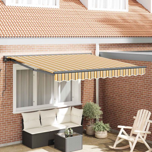 vidaXL Retractable Awning Manual Yellow and Grey 300 x 250 cm