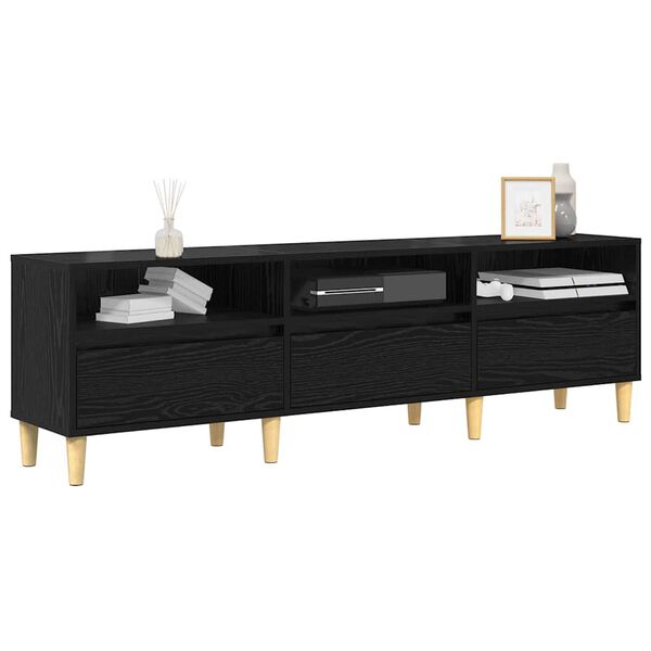 vidaXL TV Cabinet Black Oak 150 x 30 x 45 cm Engineered Wood