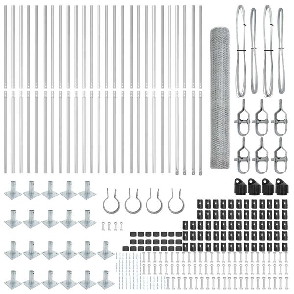 vidaXL Fence Post Silver 50 x 1.2 m (25 mm mesh) Steel