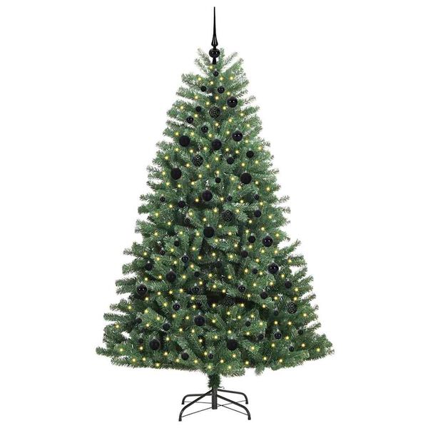 vidaXL Artificial Hinged Christmas Tree Green 210 cm PVC and Metal
