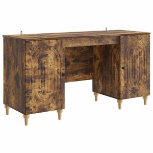 vidaXL Desk Smoked Oak 142.5 x 50 x 75 cm Engineered Wood