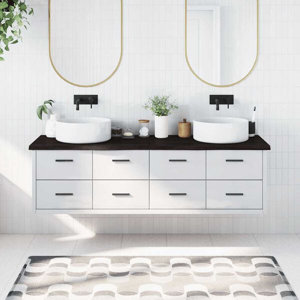 vidaXL Bathroom Countertop Dark Brown 180x50x(2-4) cm Treated Solid Wood