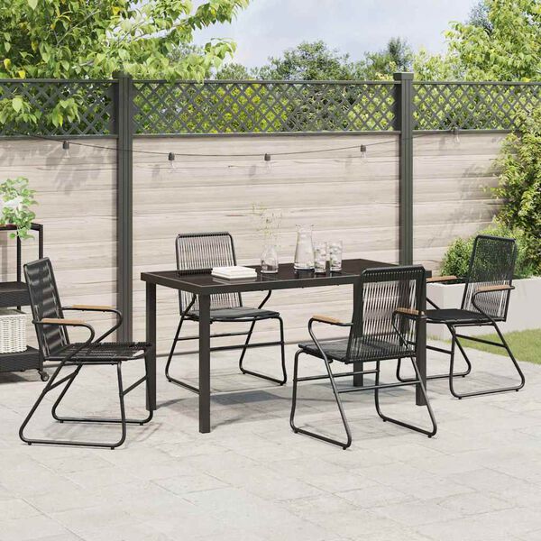 vidaXL Garden Dining Set 5 pcs Black PVC rattan