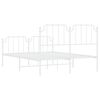 vidaXL Metal Bed Frame without Mattress with Footboard&nbsp;White 140x190cm