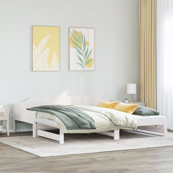 vidaXL Daybed with Trundle without Mattress White 90x190 cm Single Solid Wood