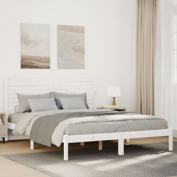 vidaXL Extra Long Bed Frame without Mattress White 140x220 cm Solid Wood